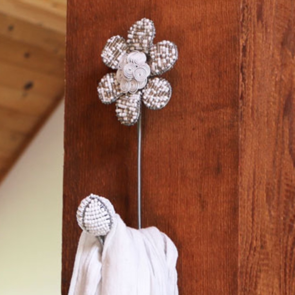 hand beaded flower wall hooks